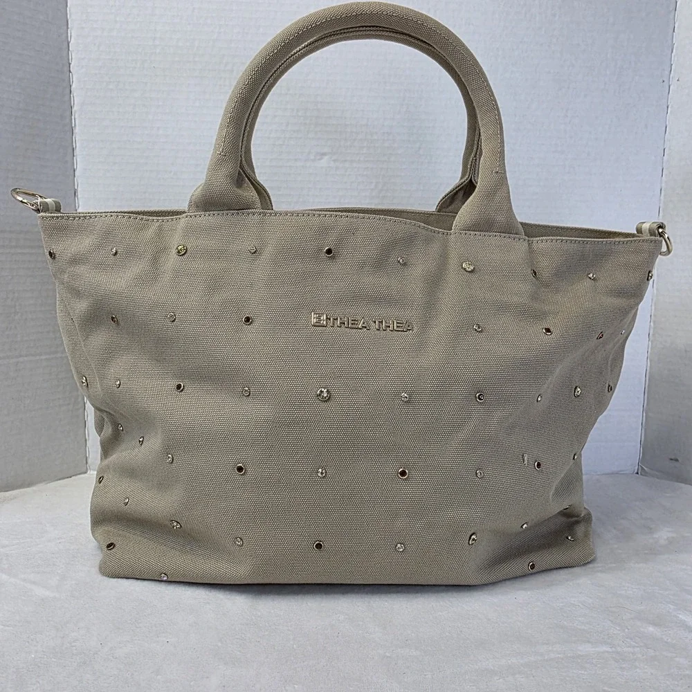 Thea Thea Diaper Bag‎ Tan Canvas Gemstone Bedazzled